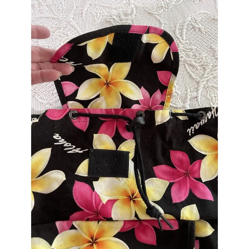 Vtg Island Aloha Wear Plumeria Floral Backpack Made in Hawaii Colorful